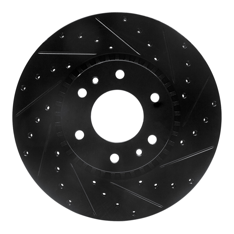 Buick Rainier Brake Rotor (1) - Front Right - R1 Concepts - Drilled & Slotted - Black - `02-`09